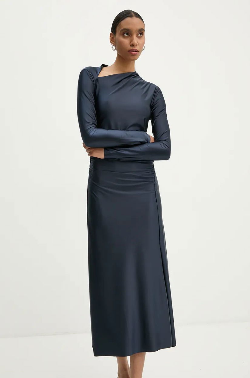 Day Birger et Mikkelsen rochie Lori - Glossy Stretch culoarea albastru marin, maxi, mulata, DAY65243441