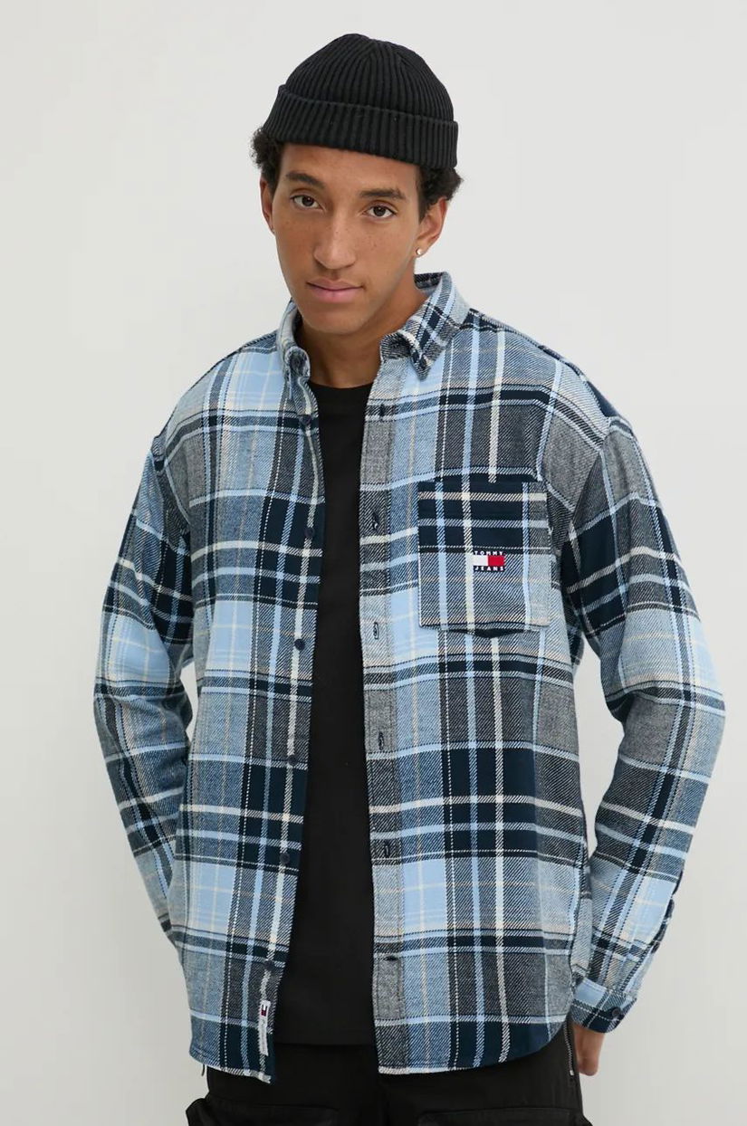 Tommy Jeans cămașă din bumbac barbati, cu guler button-down, relaxed, DM0DM20597