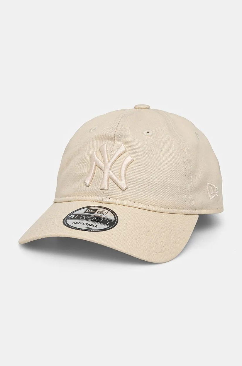 New Era șapcă de baseball din bumbac NEW YORK YANKEES culoarea bej, cu imprimeu, 60565106