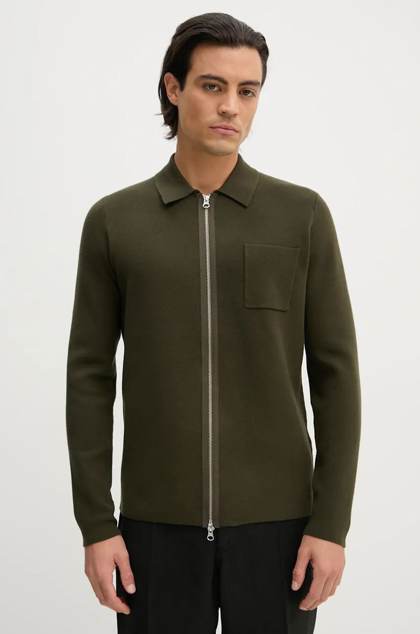 Samsoe Samsoe cardigan barbati, culoarea verde