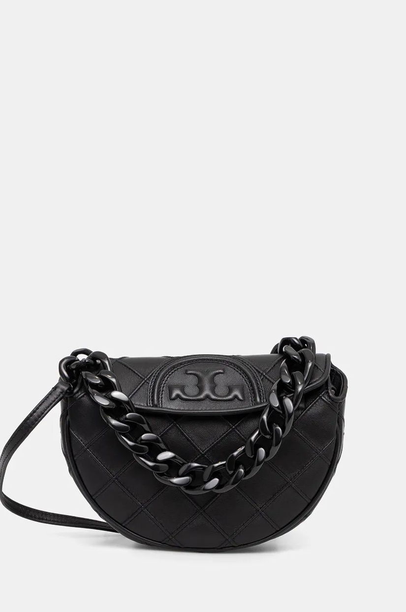 Tory Burch poseta de piele Fleming culoarea negru, 162265