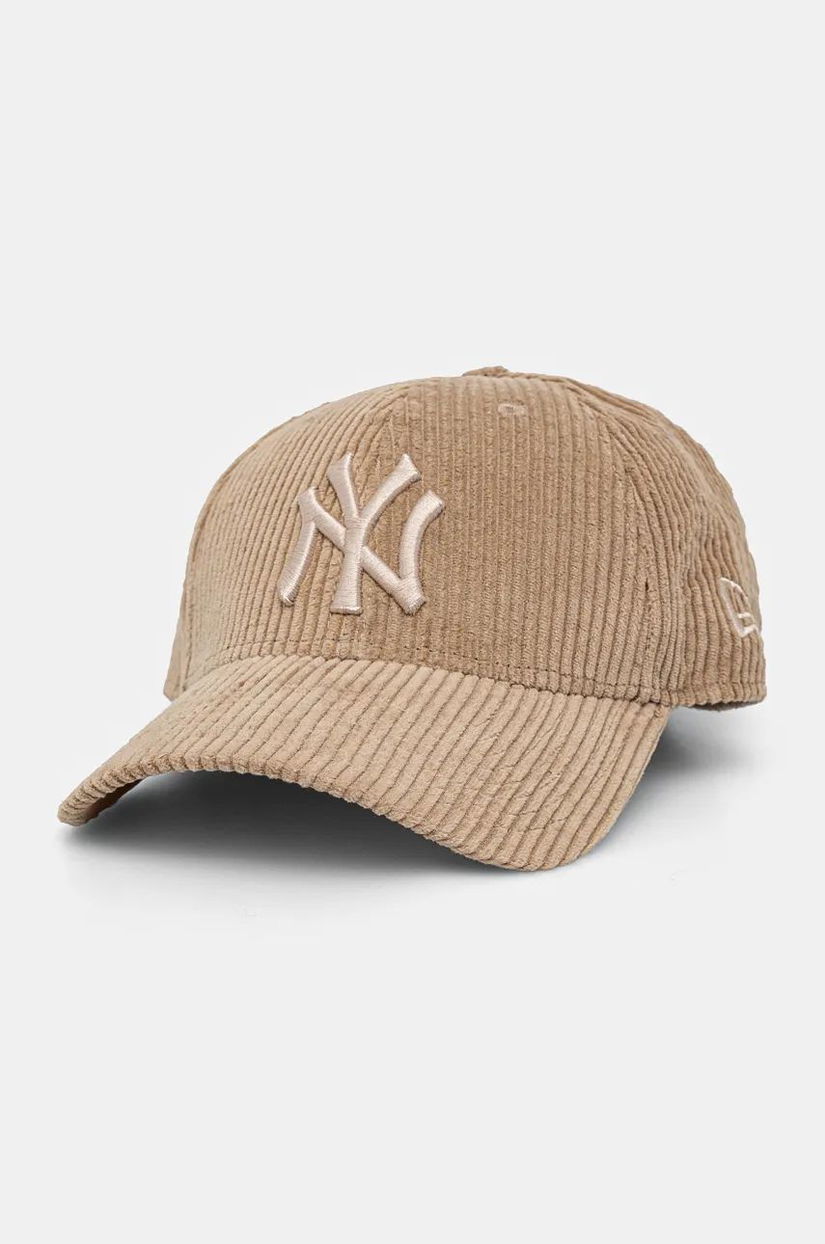 New Era șapcă de baseball din bumbac NEW YORK YANKEES culoarea bej, cu imprimeu, 60565329