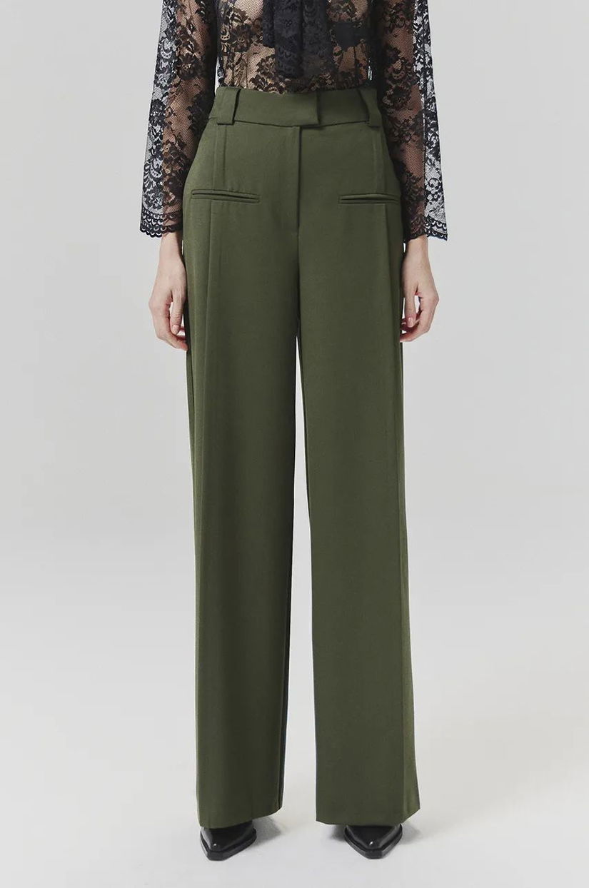 Answear Lab pantaloni femei, culoarea verde, lat, high waist