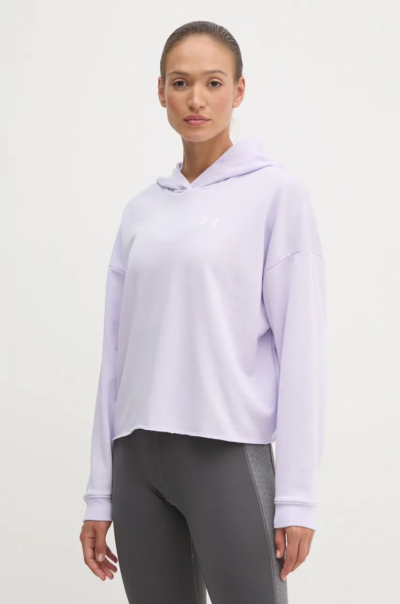 Under Armour hanorac de antrenament Rival culoarea violet, cu glugă, neted