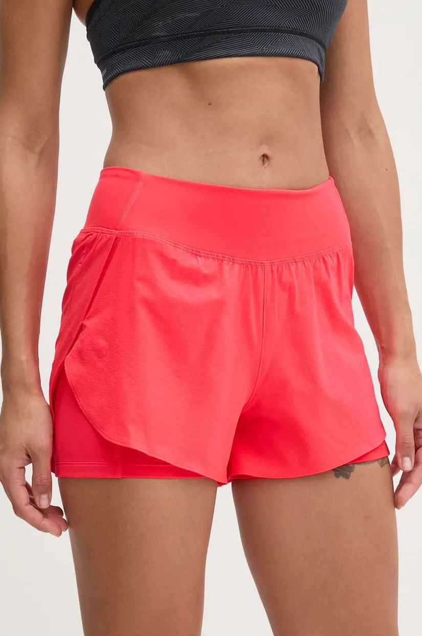 Under Armour pantaloni scurți de antrenament Flex culoarea rosu, neted, high waist