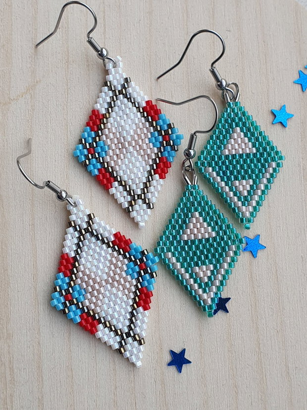 Cercei Miyuki "Geometric Pattern", Cercei statement din margele