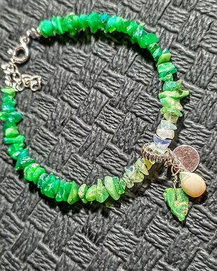 Bratara argint, opal de foc etiopian brut gradient degrade ombre charm boho chic trendy cadou - Transport gratuit