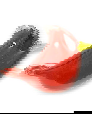 Pasare cardinal-figurina din sticla Murano