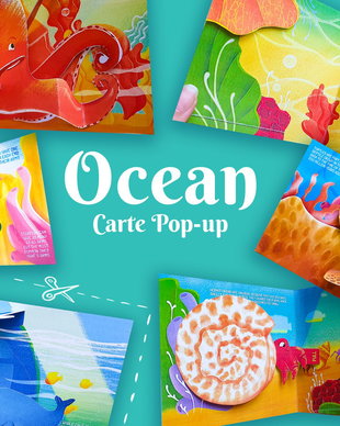 Kit de asamblare carte pop-up pentru copii - Ocean