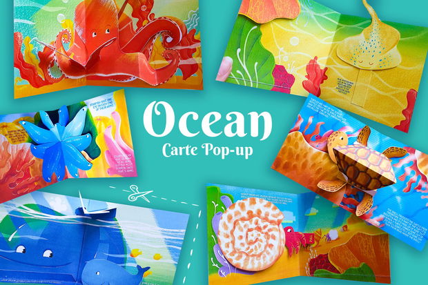 Kit de asamblare carte pop-up pentru copii - Ocean