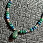 Colier argint smarald azurit picatura lant argint boho chic trendy - Transport gratuit