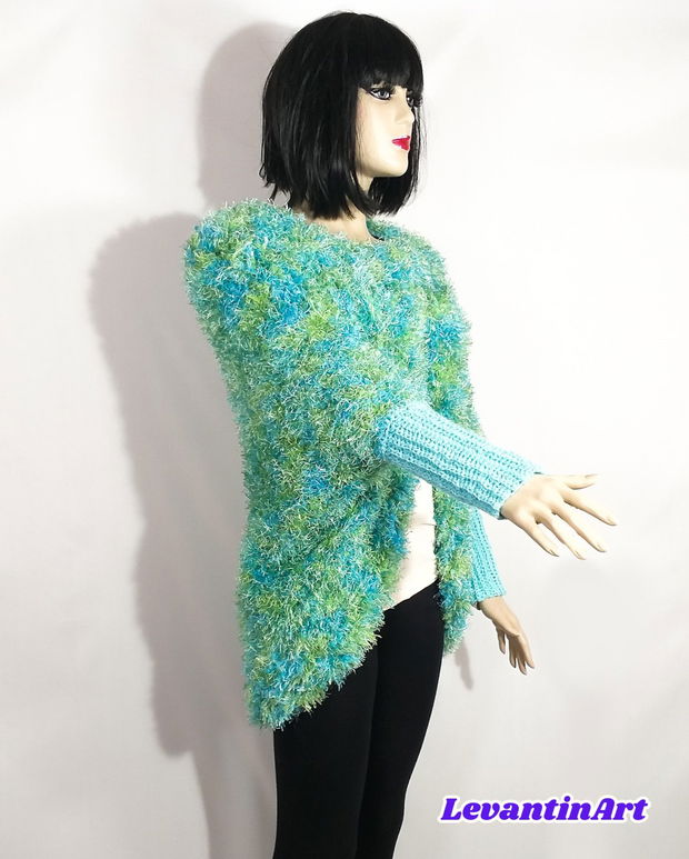 Cardigan PUF - Shrug dama lucrat manual. Cardigan cocon crosetat. Cardigan pentru femei