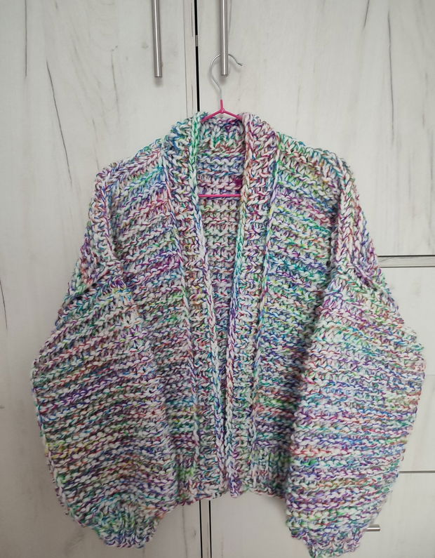 Cardigan multicolor din lana suvita