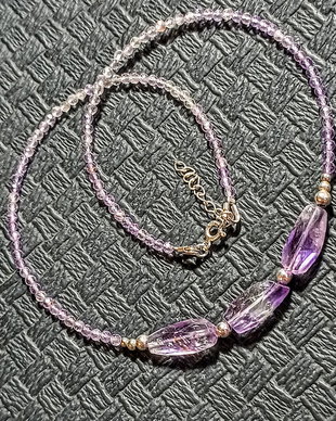 Rezervat Colier argint ametist lavanda ombre degrade gradient minimalist boho chic trendy - Transport gratuit