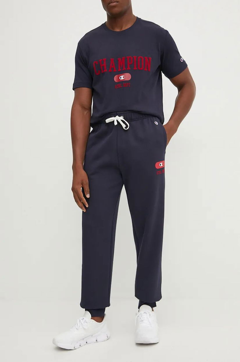 Champion pantaloni de trening culoarea albastru marin, cu imprimeu, 220434