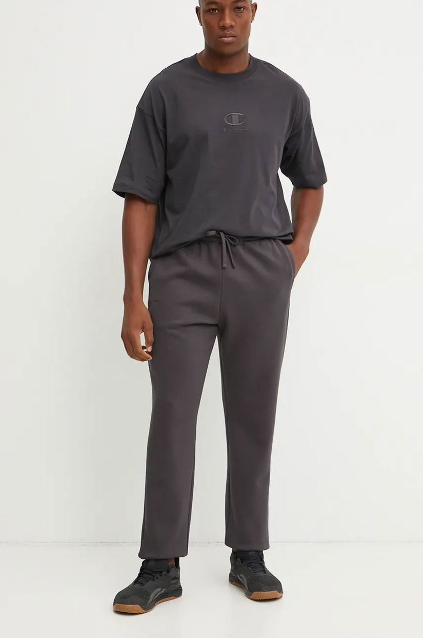 Champion pantaloni de trening culoarea gri, neted, 220424