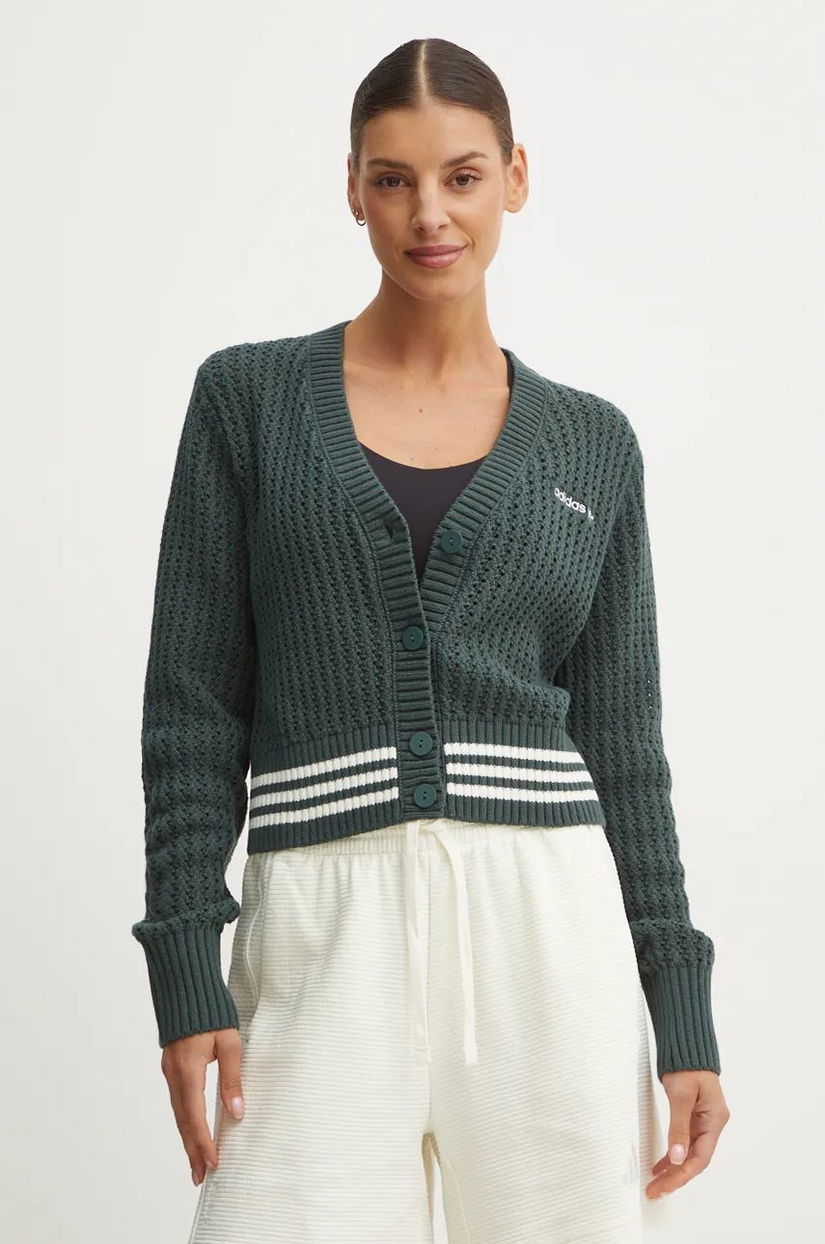 adidas Originals cardigan Cardigan femei, culoarea verde, IX1046