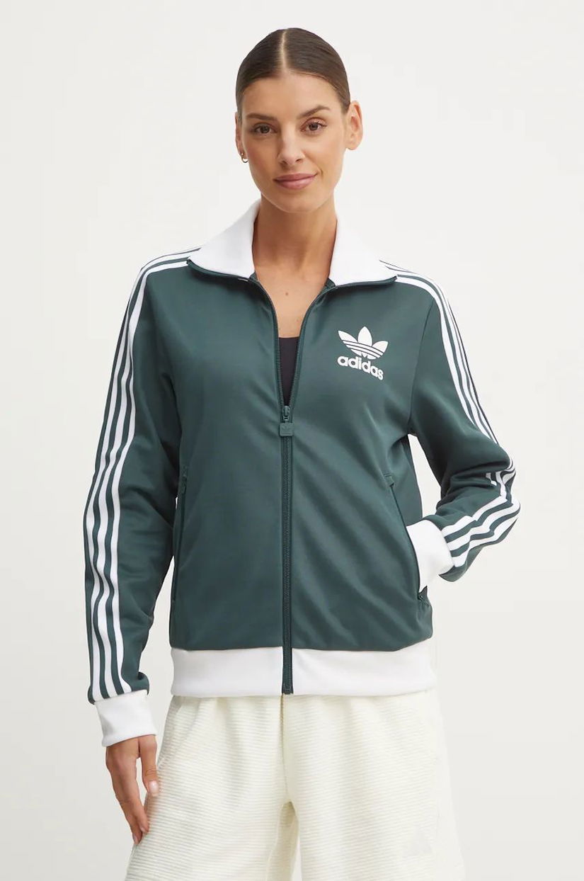 adidas Originals bluză Adicolor femei, culoarea verde, cu imprimeu, IY2221