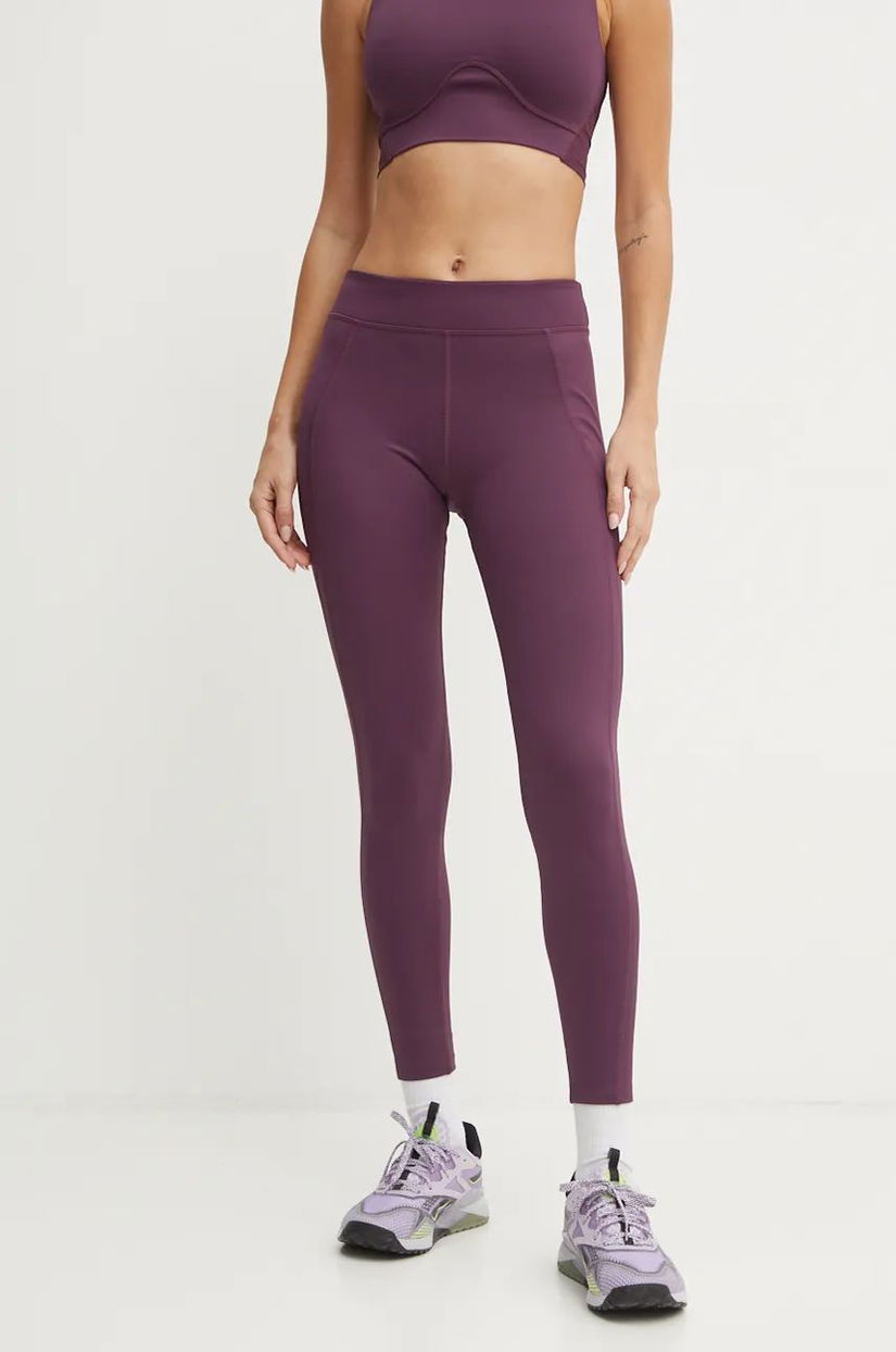 Reebok leggins de antrenament Lux Contour culoarea bordo, neted, 100206432