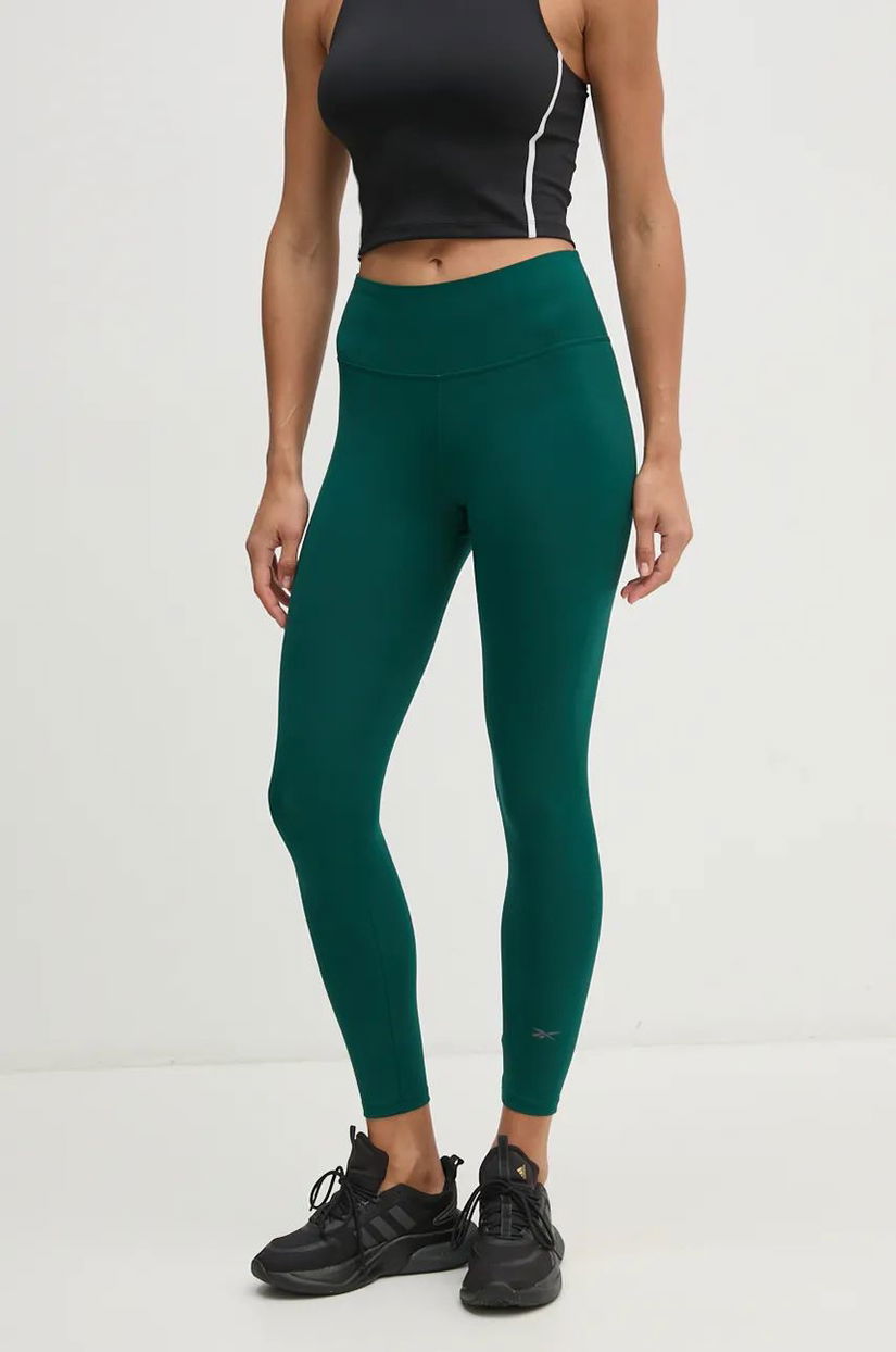 Reebok leggins de antrenament Active Collective Dreamblend culoarea verde, neted, 100205552