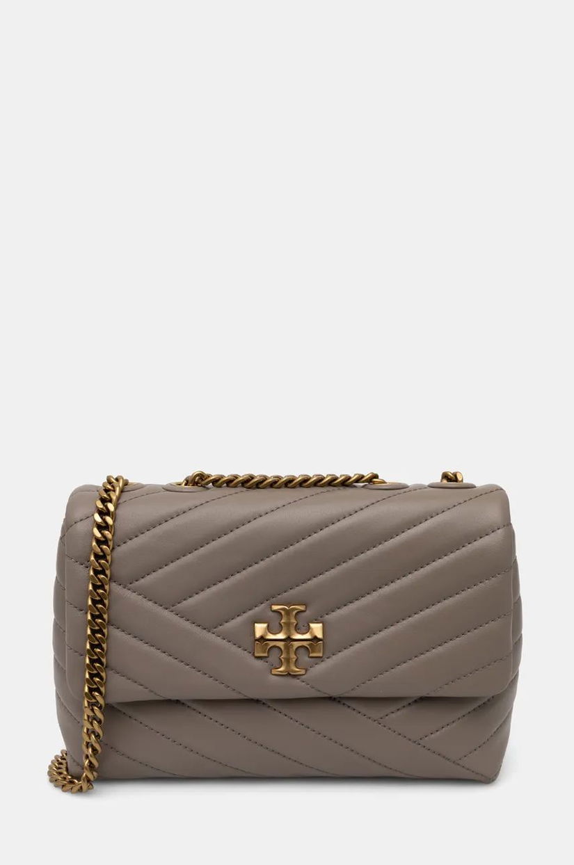 Tory Burch poseta de piele Kira Chevron culoarea maro, 90452