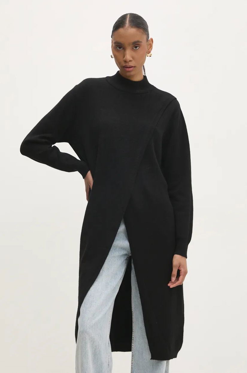 Answear Lab pulover din amestec de lana femei, culoarea negru, light, cu turtleneck