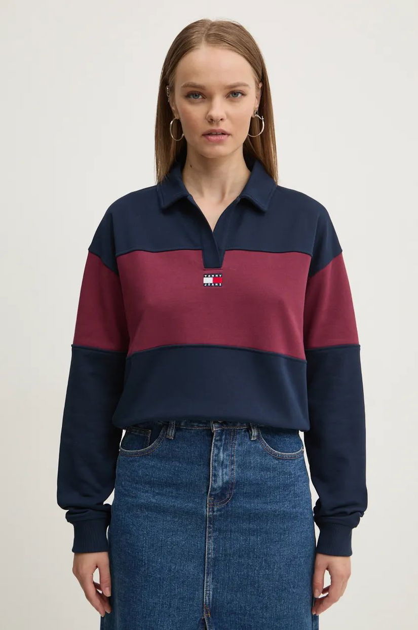 Tommy Jeans bluza femei, culoarea bordo, modelator, DW0DW18705