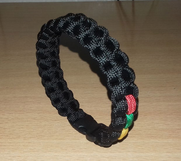 Brățară paracord și tricolor cu închizătoare trident din plastic