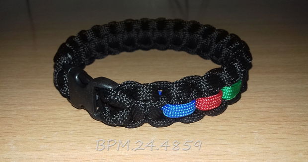 Brățară paracord și tricolor cu închizătoare trident din plastic