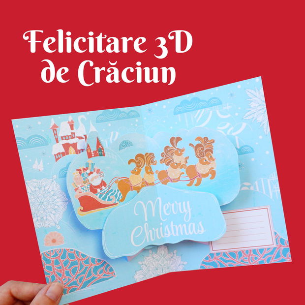 Felicitare 3D/popup de Crăciun