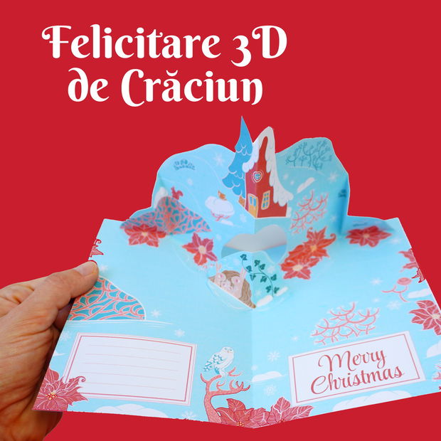 Felicitare 3D/popup de Crăciun