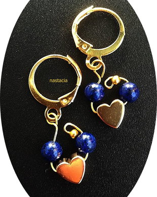 cercei lapis lazuli si inimioare placate