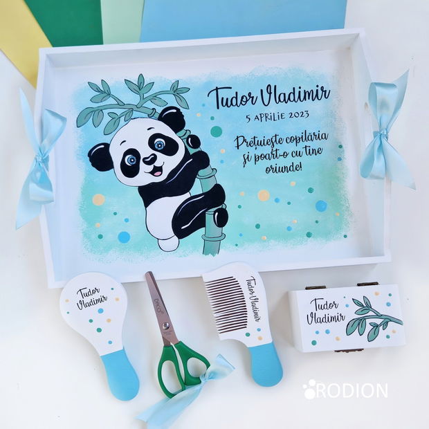 Tava taierea motului panda pictata manual personalizata