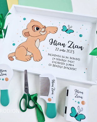 Tava taierea motului Simba pictata manual personalizata, set Lion King