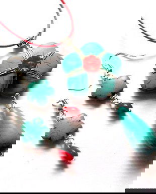 set cu coral si turcoaz 46690