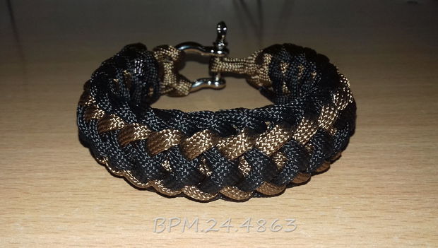 Brățară negru cu maro paracord cu închizătoare metalică