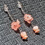 Cercei argint sidef flori tija frunza lant argint  boho chic trendy - Transport gratuit