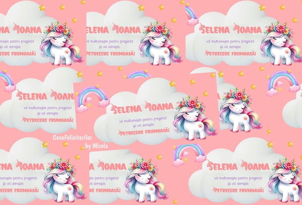 Plic bani botez Unicorn/Place card Unicorn