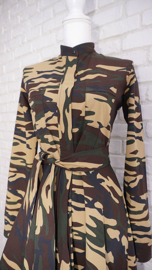 Rochie Camasa Army cu Guler Tunica