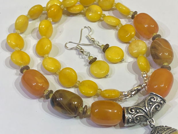 SET~HONEY & SUN~agate,jad,cubic zirconia,hematit electroplacat,accesorii argintii