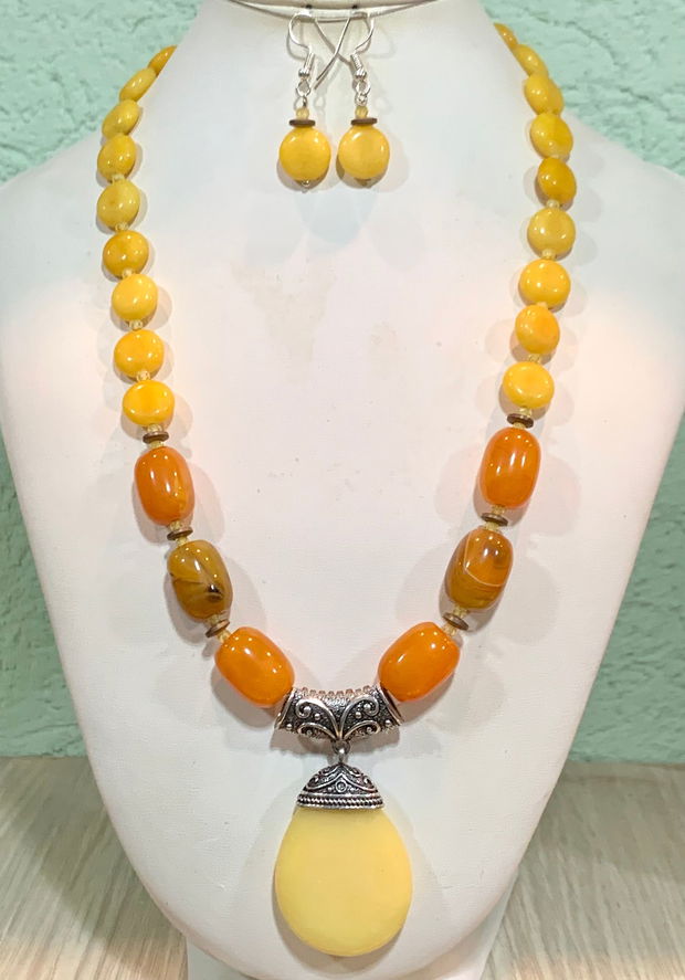 SET~HONEY & SUN~agate,jad,cubic zirconia,hematit electroplacat,accesorii argintii