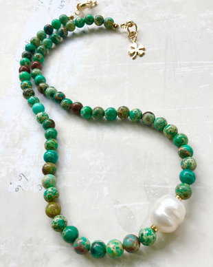 Colier CHOKER Jasp imperial verde