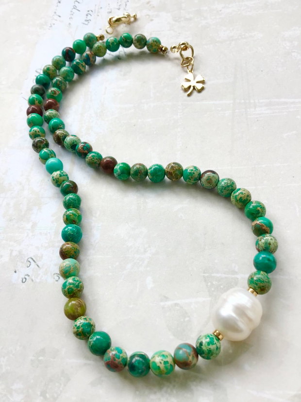 Colier CHOKER Jasp imperial verde