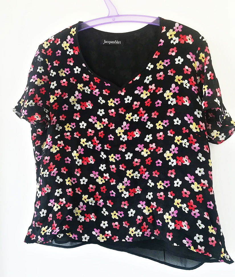 bluza neagra cu floricele multicolor , Jacques Vert , 42