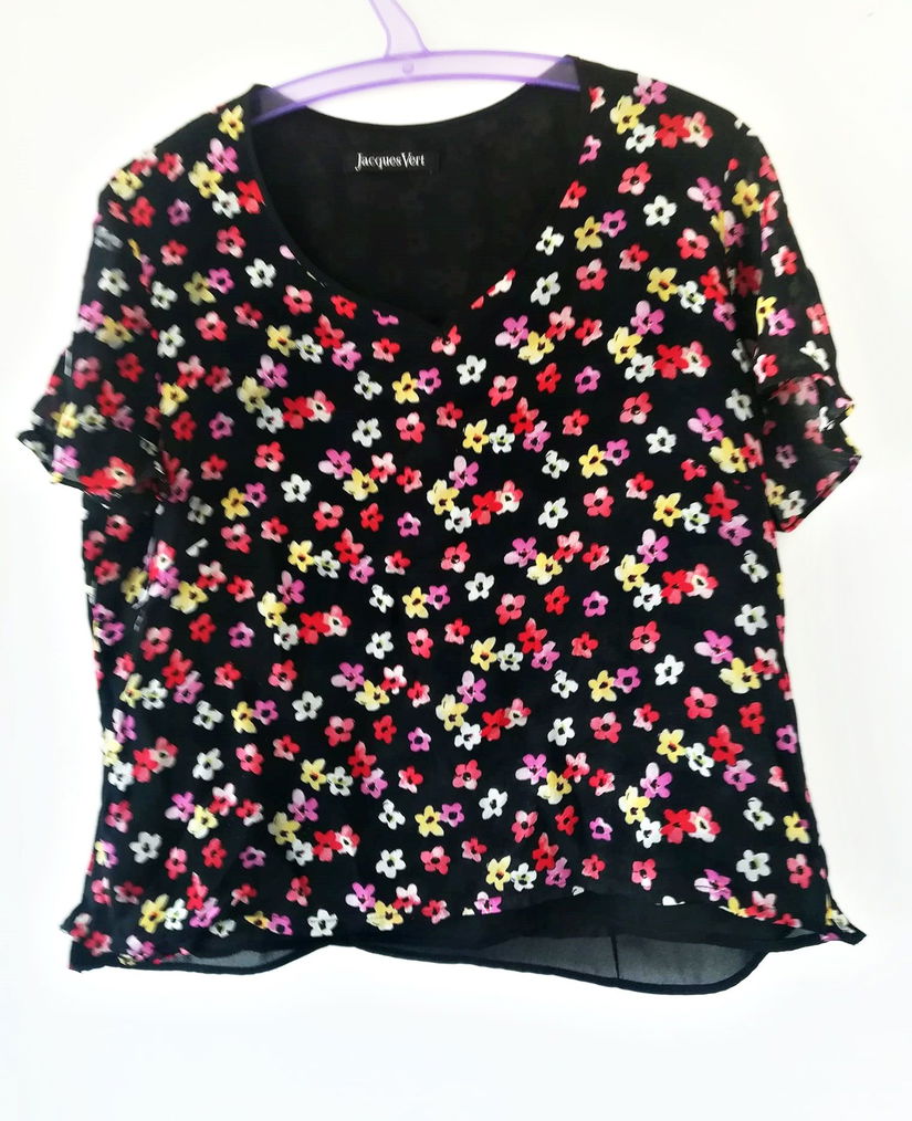 bluza neagra cu floricele multicolor , Jacques Vert , 42