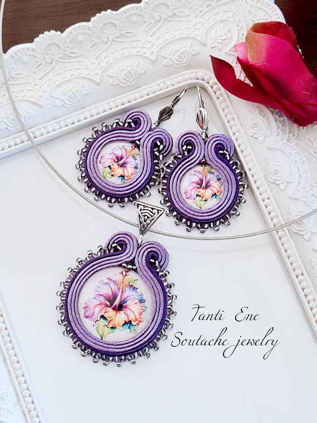 Set bijuterii mov-lila,  Set soutache