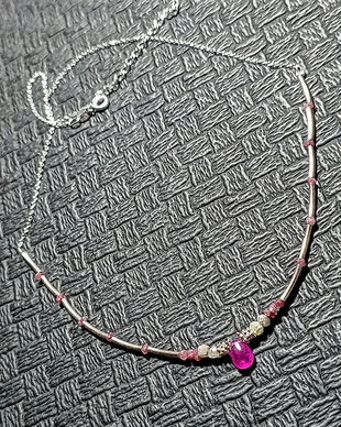Colier argint diamant brut roz gri safir roz brioletalant argint minimalist boho chic trendy - Transport gratuit