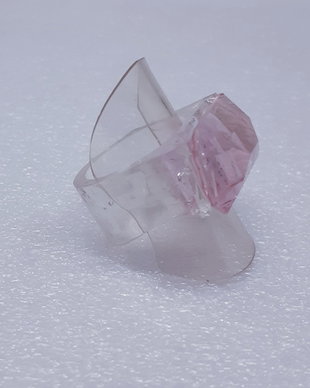 Inel unicat din rasina transparenta cu cristal Svarowski roz
