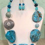 SET~TURQUOISE WATERS~Calsilica,agate,jad,zamac argintat