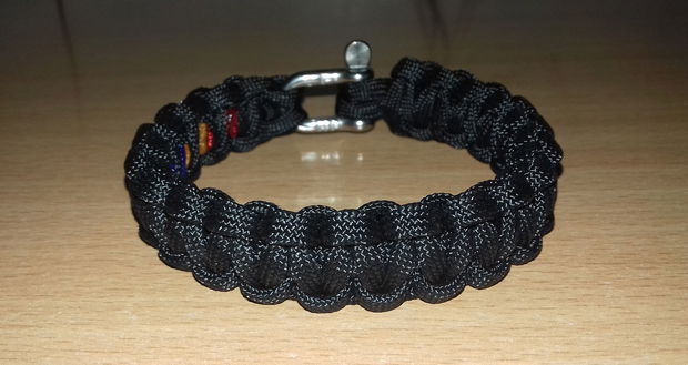 Brățară paracord military cu tricolor și închizătoare din inox